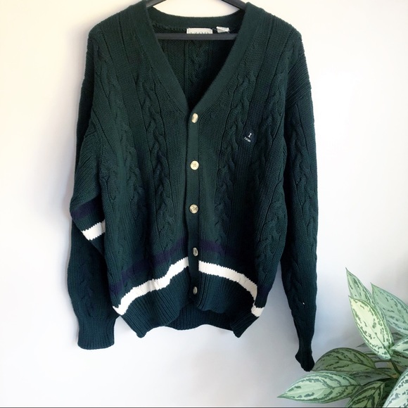 Vintage Sweaters - Vintage Izod cable knit oversized cardigan sweater